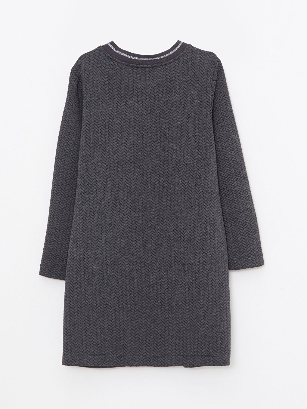 Antrasit Kolej Yaka Kendinden Desenli Uzun Kollu Kadın Hırka-6