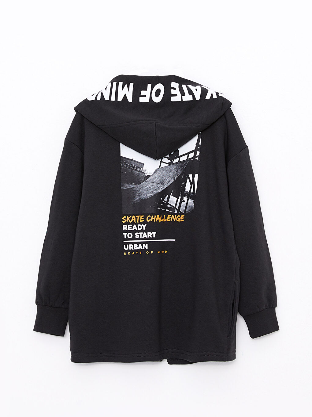 Hooded Printed Long Sleeve Boy Cardigan-1