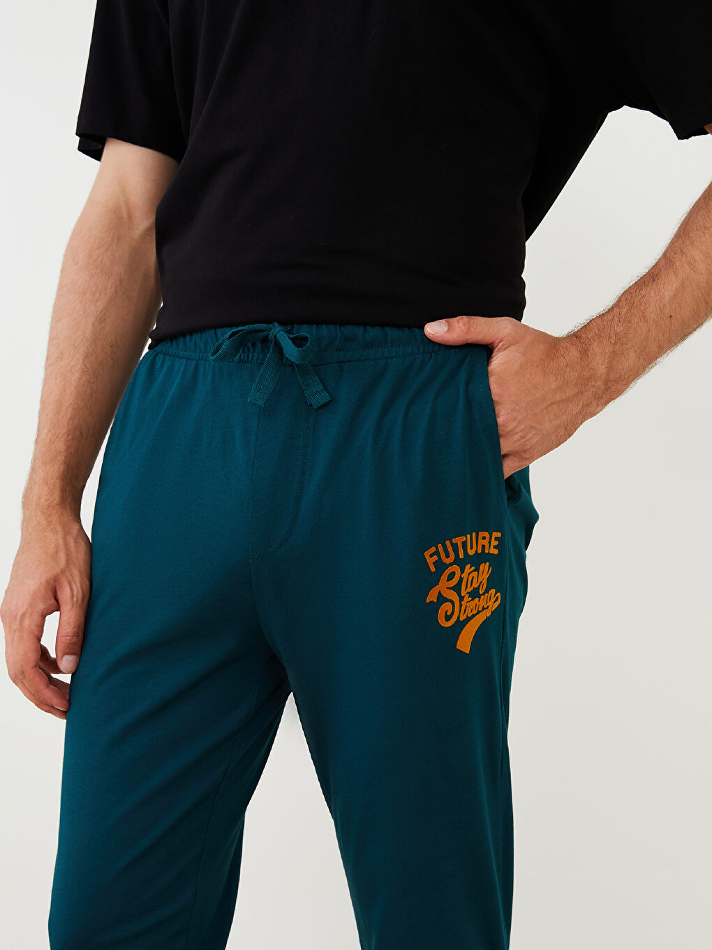 Petrol Slim Fit Baskılı Erkek Pijama Altı-2