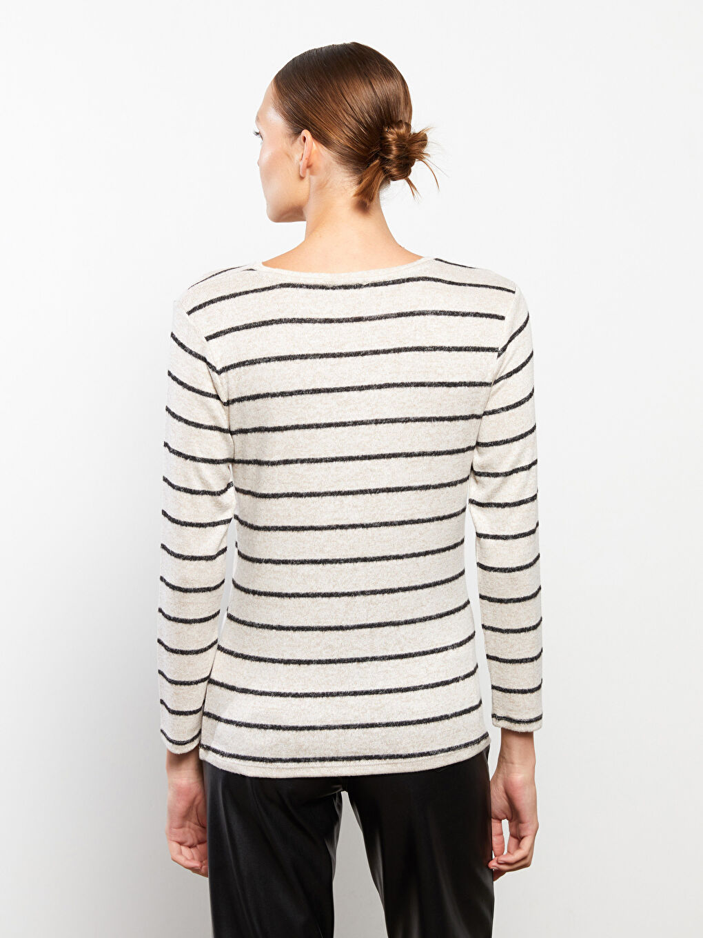 Crew Neck Striped Long Sleeve Women's Body-3