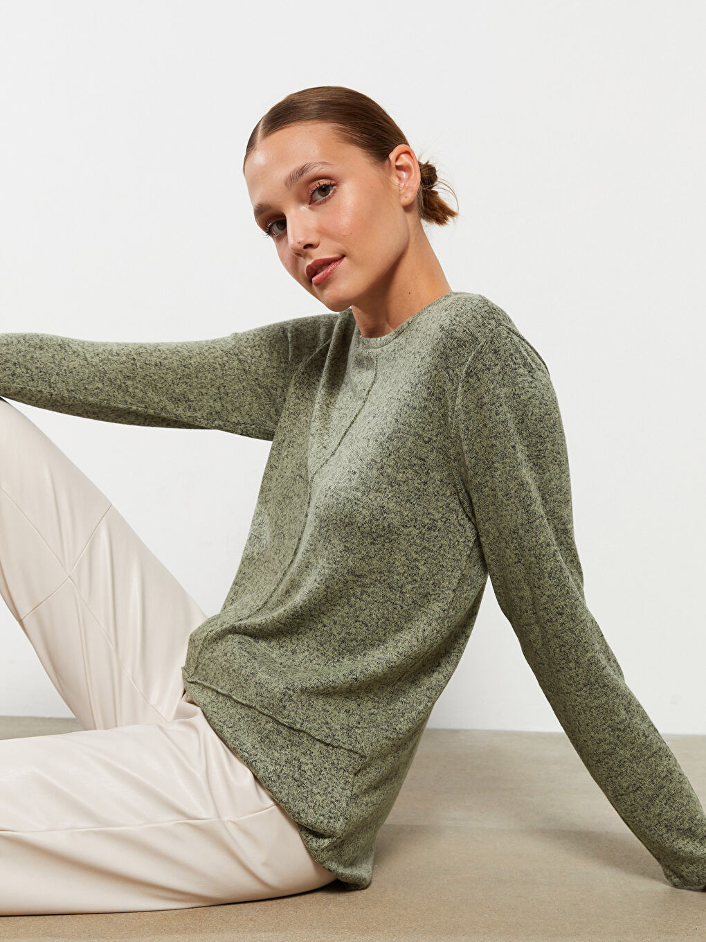 Rundhalsausschnitt Schlicht Langarm Damen T-Shirt