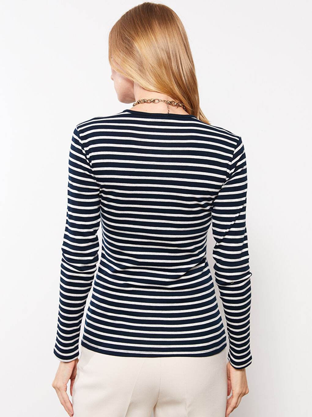 Crew Neck Striped Long Sleeve Women's Body-4