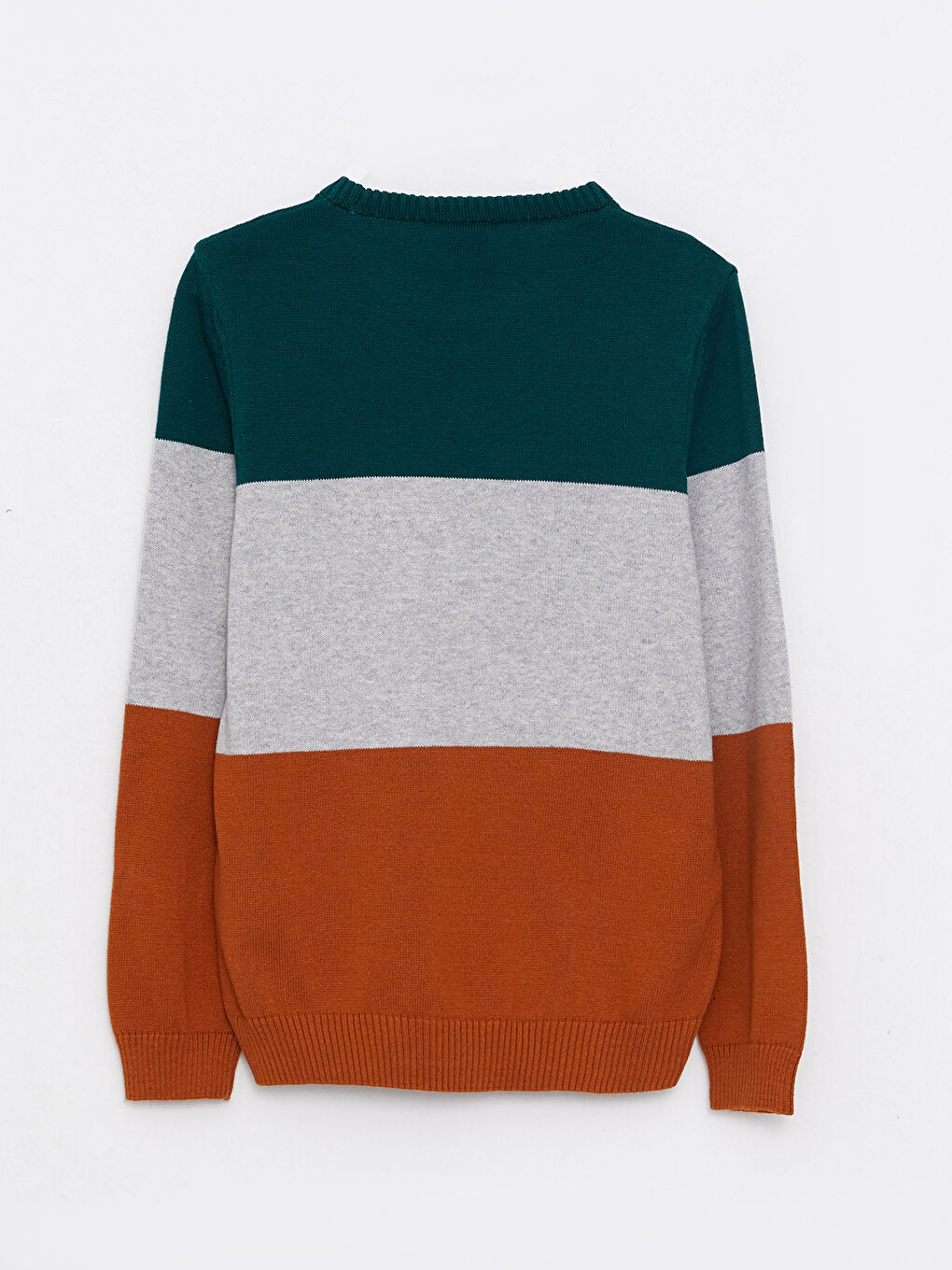 Yeşil Bisiklet Yaka Desenli Uzun Kollu Erkek Çocuk Triko Kazak-4