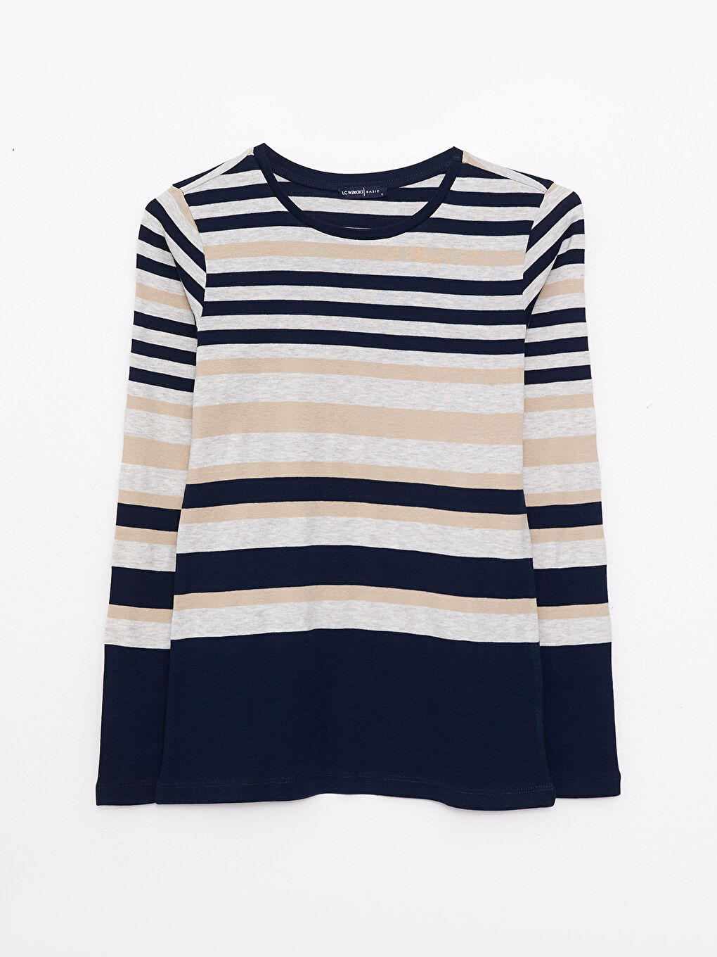 LCWAIKIKI Basic Crew Neck Striped Long Sleeve Women's Body -W25246Z8-LE8