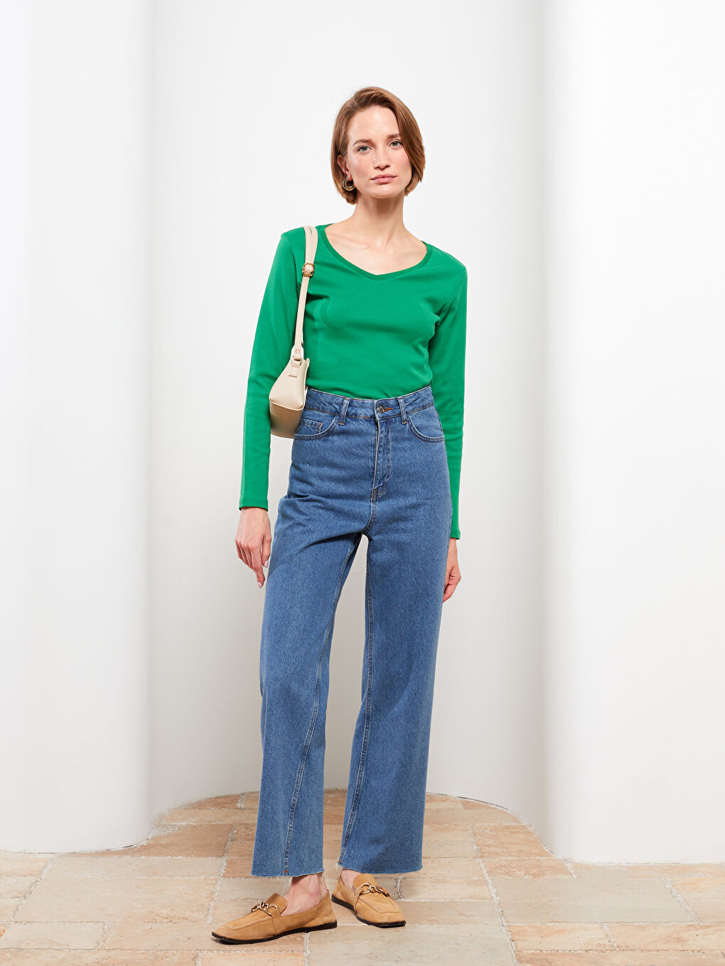 V-Neck Straight Long Sleeve Women's Body-2