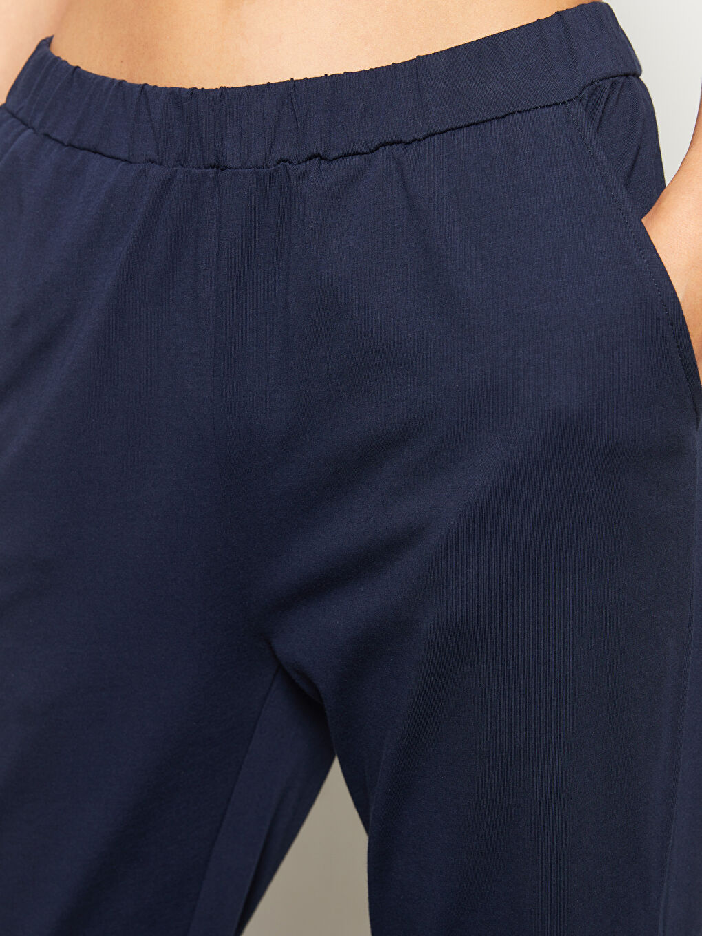 قيعان بيجامة قطن سادة بخصر مرن للسيدات-2