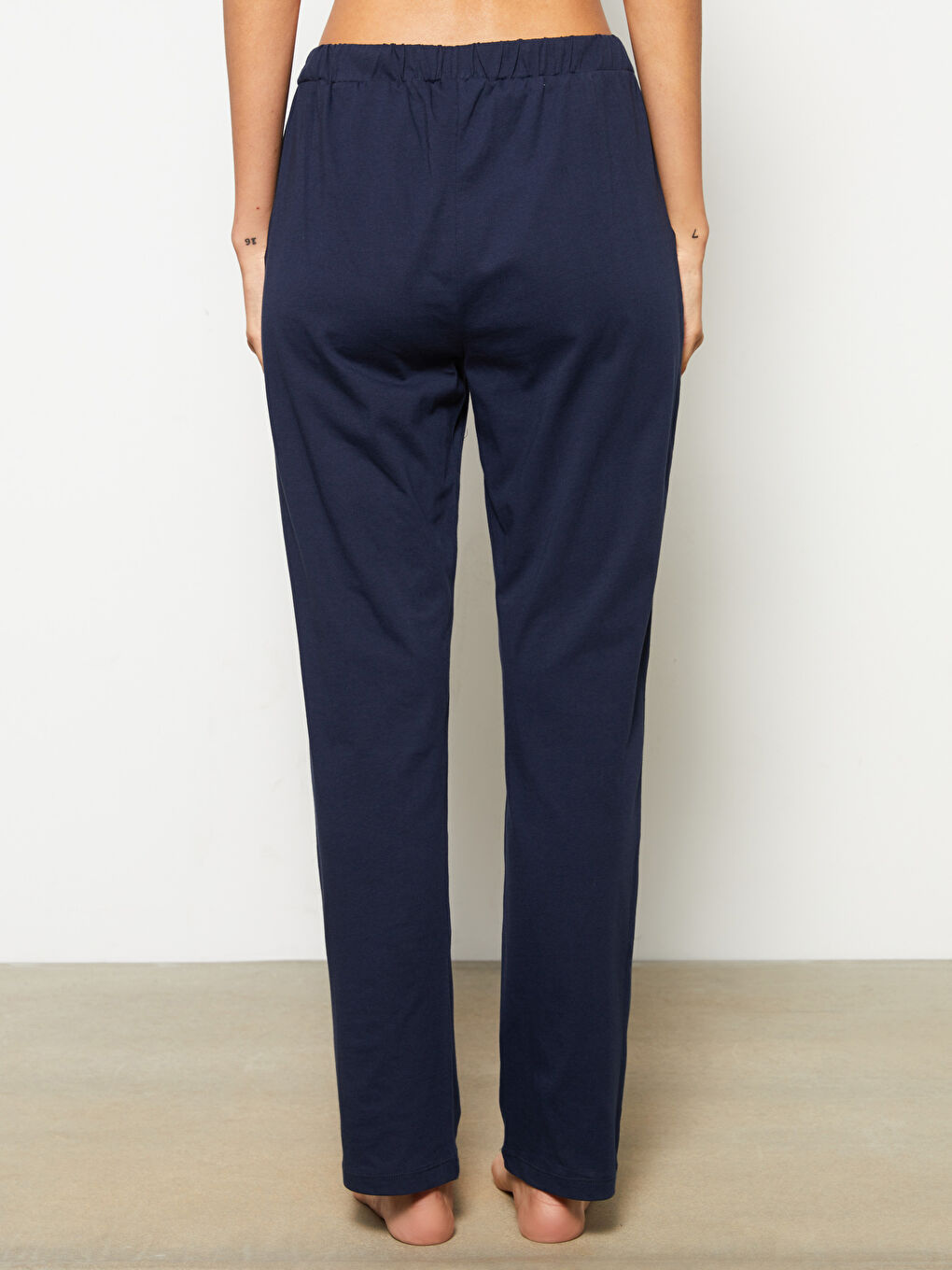 قيعان بيجامة قطن سادة بخصر مرن للسيدات-4