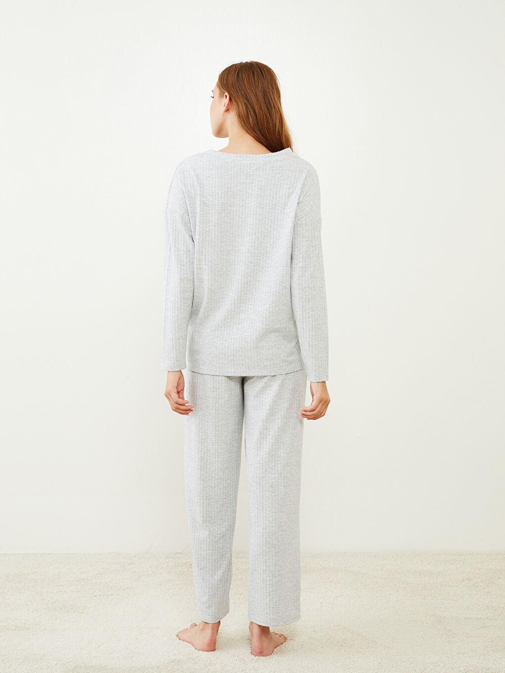 LCW DREAM V Neck Regular Long Sleeve Women's Pajama Set -W25259Z8-CT3