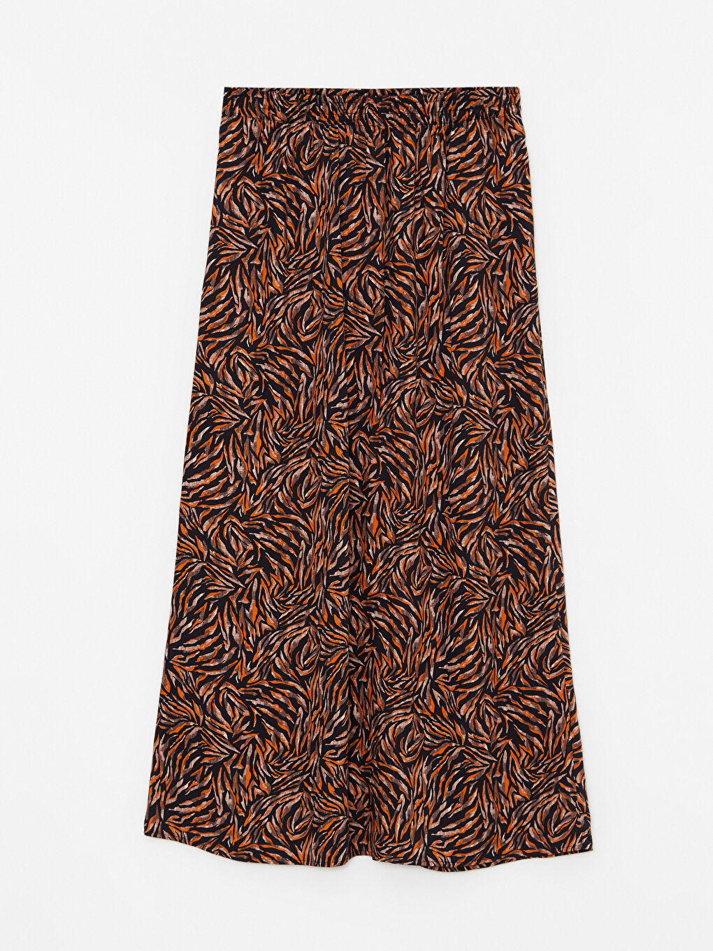 Elastic Waist Patterned A-Cut Viscose Women's Skirt-6