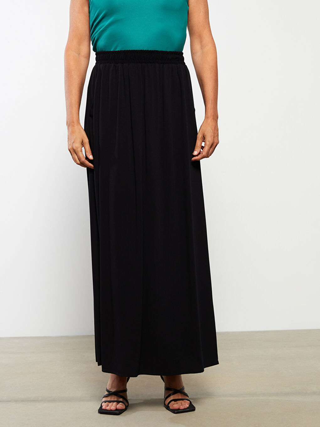 Elastic Waist Straight A-Line Viscose Women's Skirt -W25263Z8-CVL