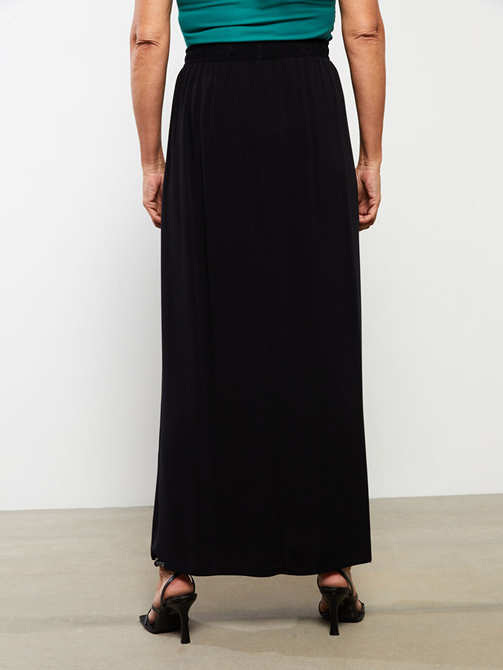 Elastic Waist Straight A-Line Viscose Women's Skirt -W25263Z8-CVL