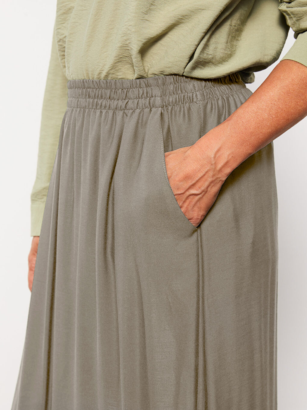 Elastic Waist Patterned A-Cut Viscose Women's Skirt-3