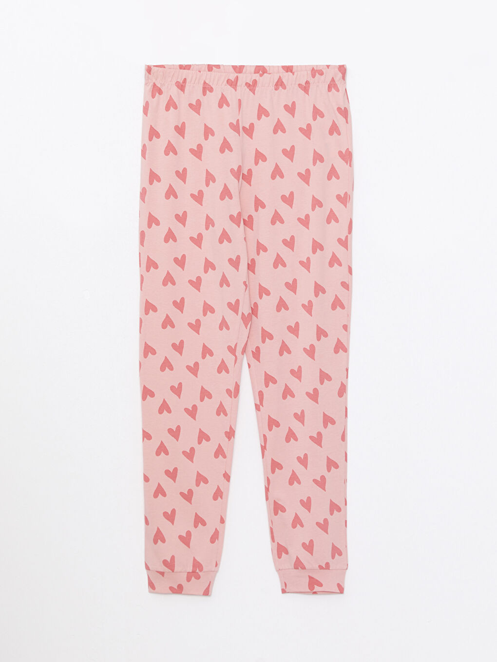 Pembe Bisiklet Yaka Baskılı Kısa Kollu Pamuklu Kadın Pijama Takımı-7