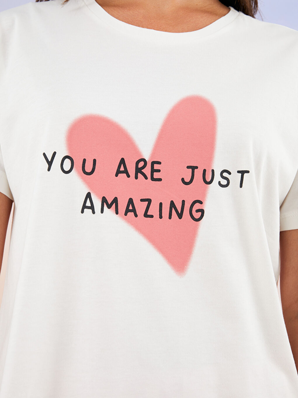 Pembe Bisiklet Yaka Baskılı Kısa Kollu Pamuklu Kadın Pijama Takımı-3