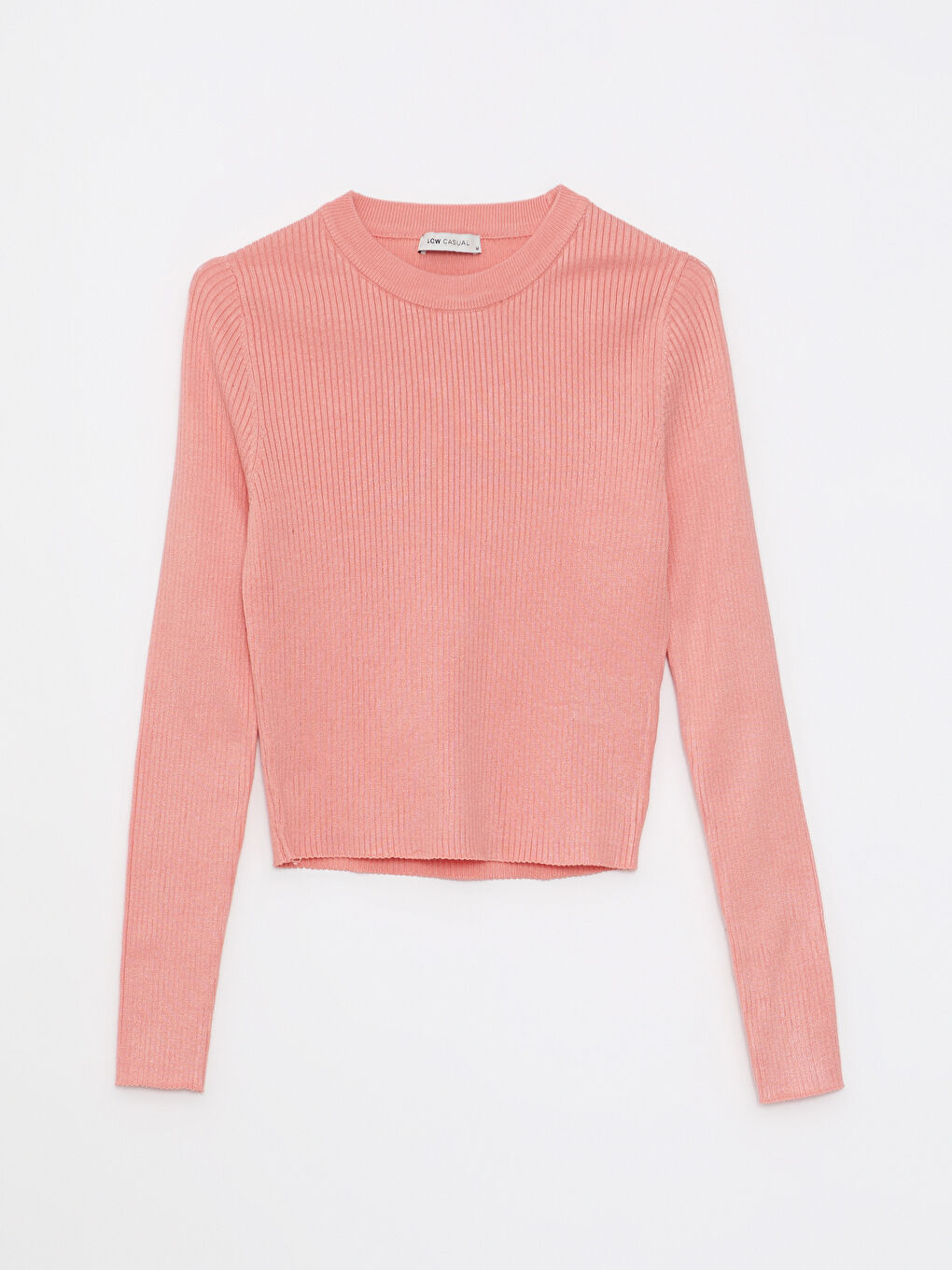 LCW Vision Rundhalsausschnitt Schlicht Langarm Damen Strickpullover -W25269Z8-GCL