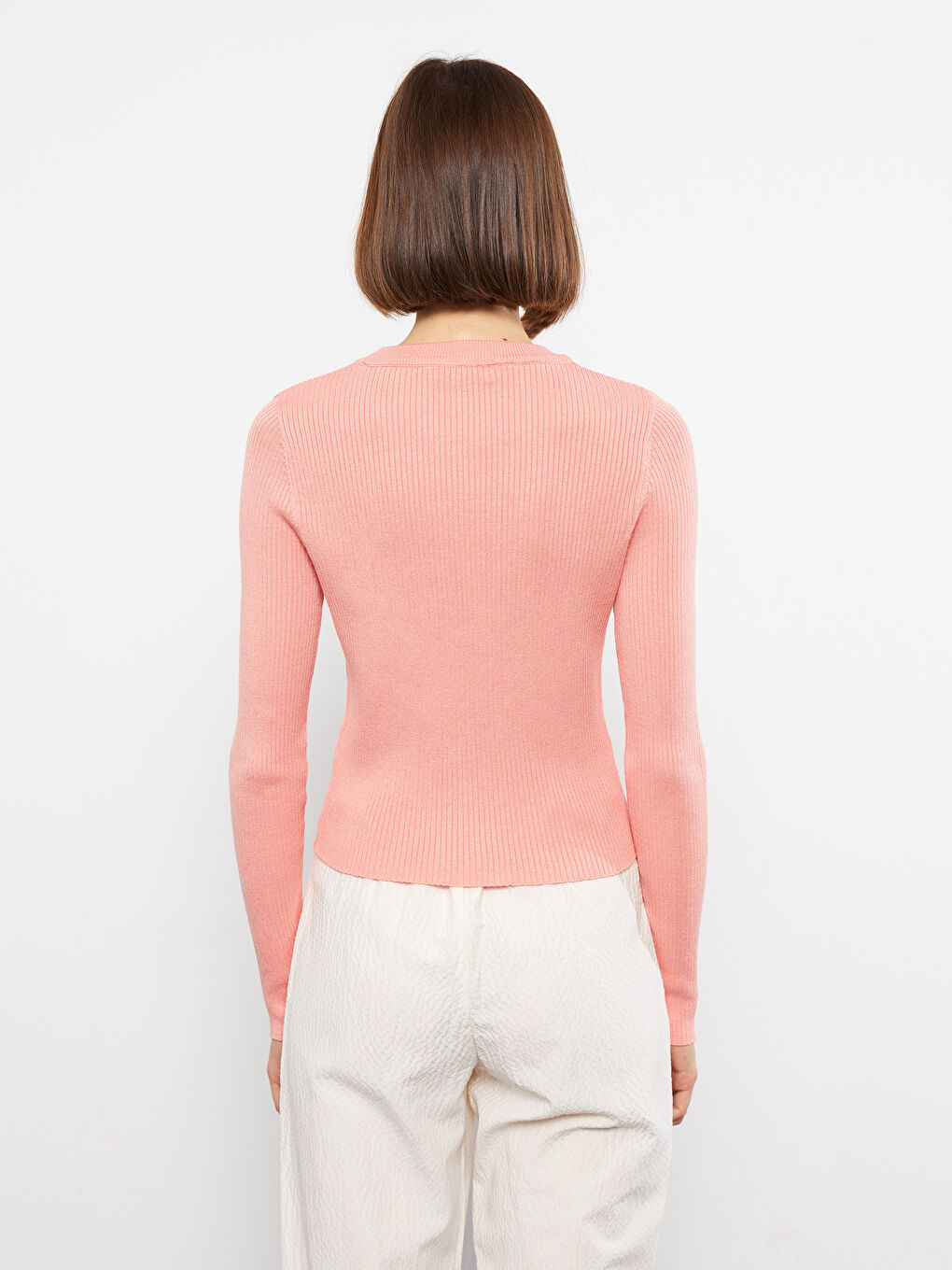 LCW Vision Rundhalsausschnitt Schlicht Langarm Damen Strickpullover -W25269Z8-GCL