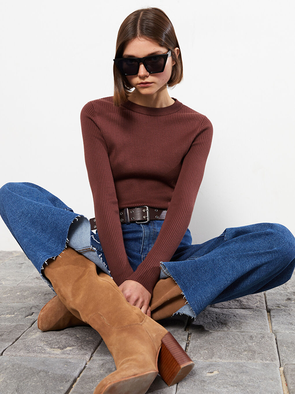 LCW Vision Crew Neck Plain Long Sleeve Women's Knitwear Sweater -W25269Z8-HFD