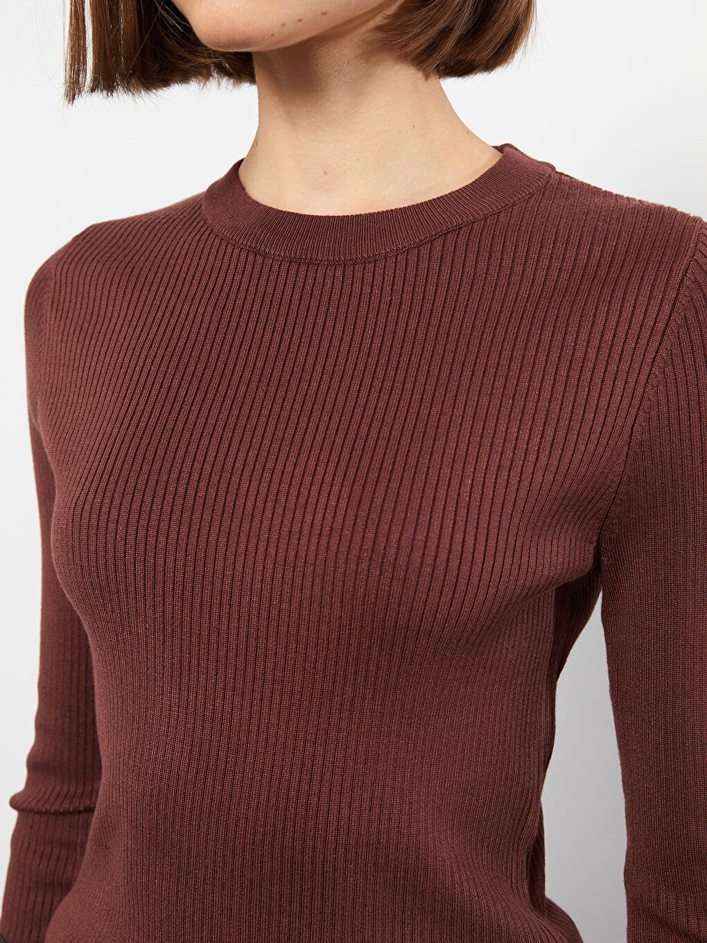 LCW Vision Crew Neck Plain Long Sleeve Women's Knitwear Sweater -W25269Z8-HFD