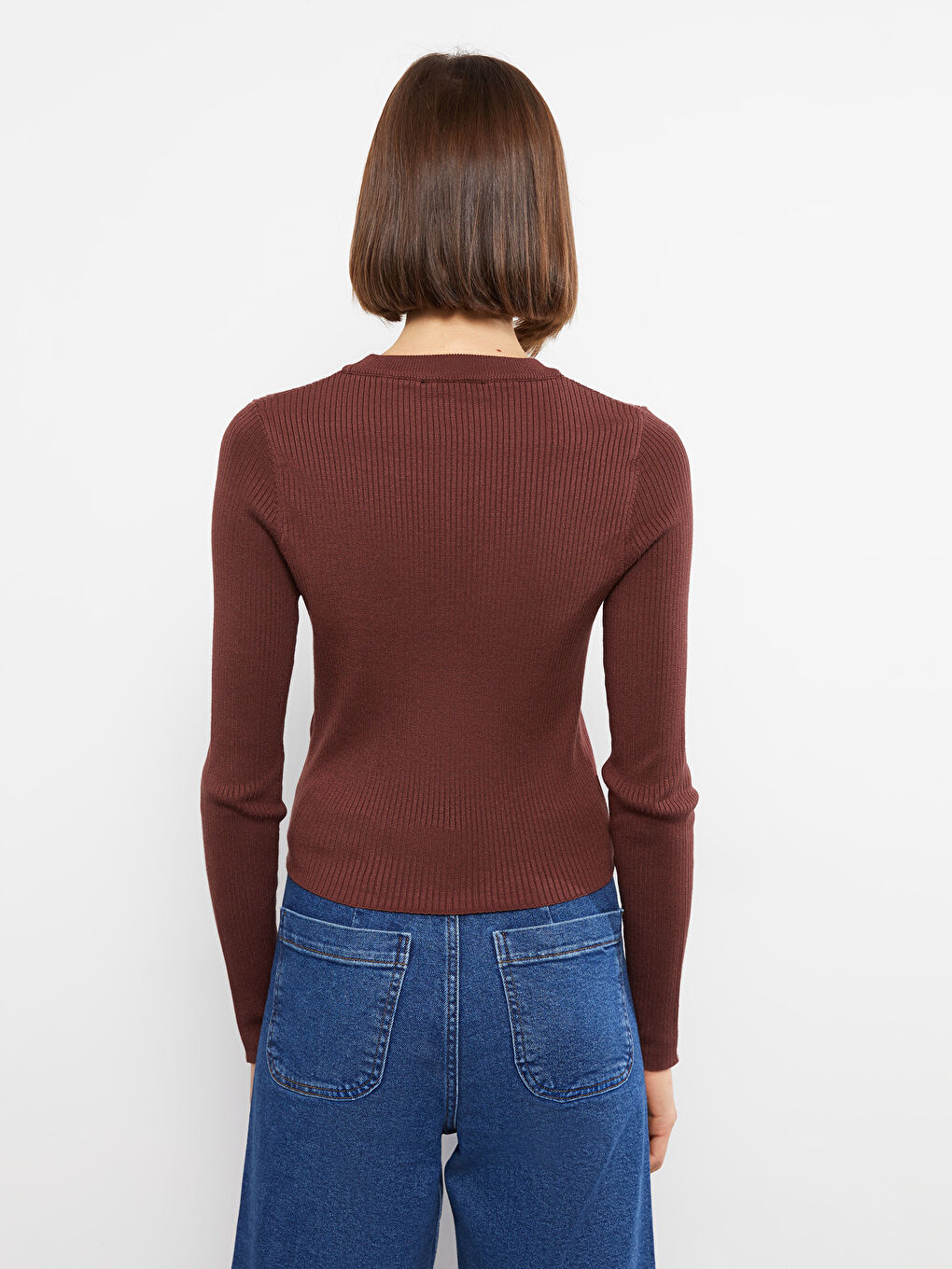 LCW Vision Crew Neck Plain Long Sleeve Women's Knitwear Sweater -W25269Z8-HFD
