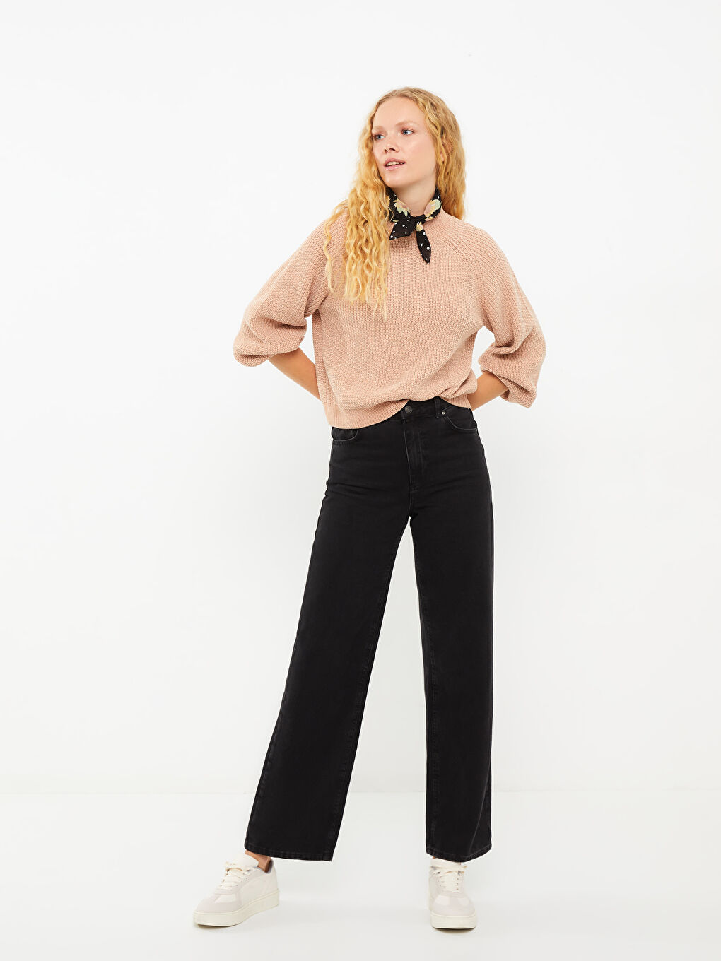 Funnel Neck Women's Knit Sweater-2