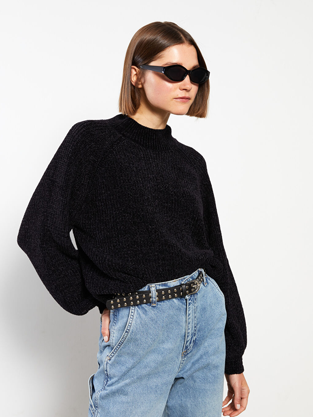 Funnel Neck Women's Knit Sweater -W25270Z8-RQN