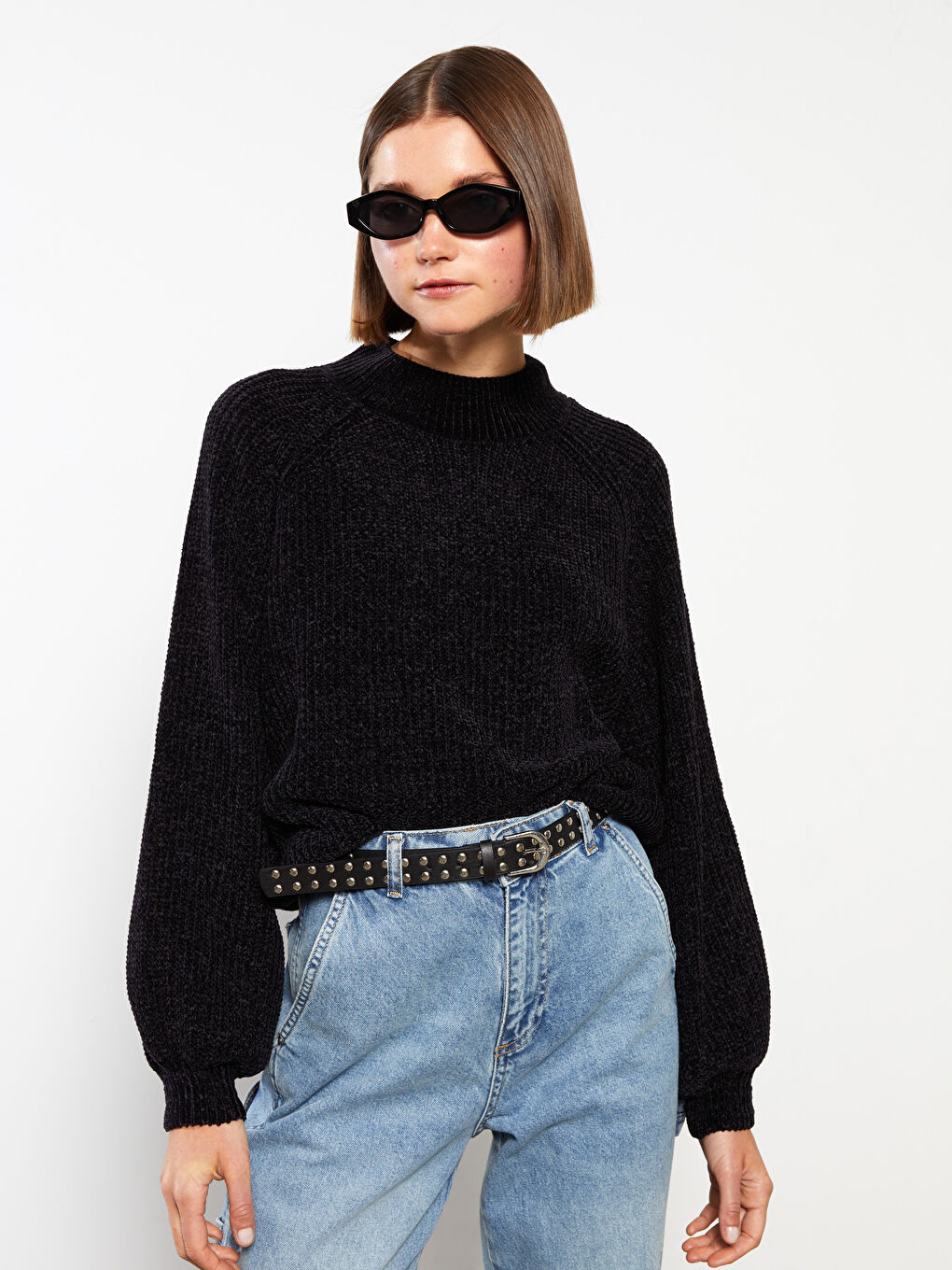 Funnel Neck Women's Knit Sweater -W25270Z8-RQN