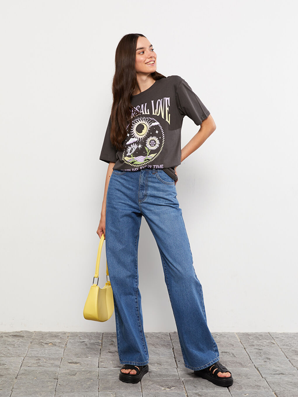 LCW Jeans Women's High Waist Wideleg Straight Rodeo Jeans -W25275Z8-507