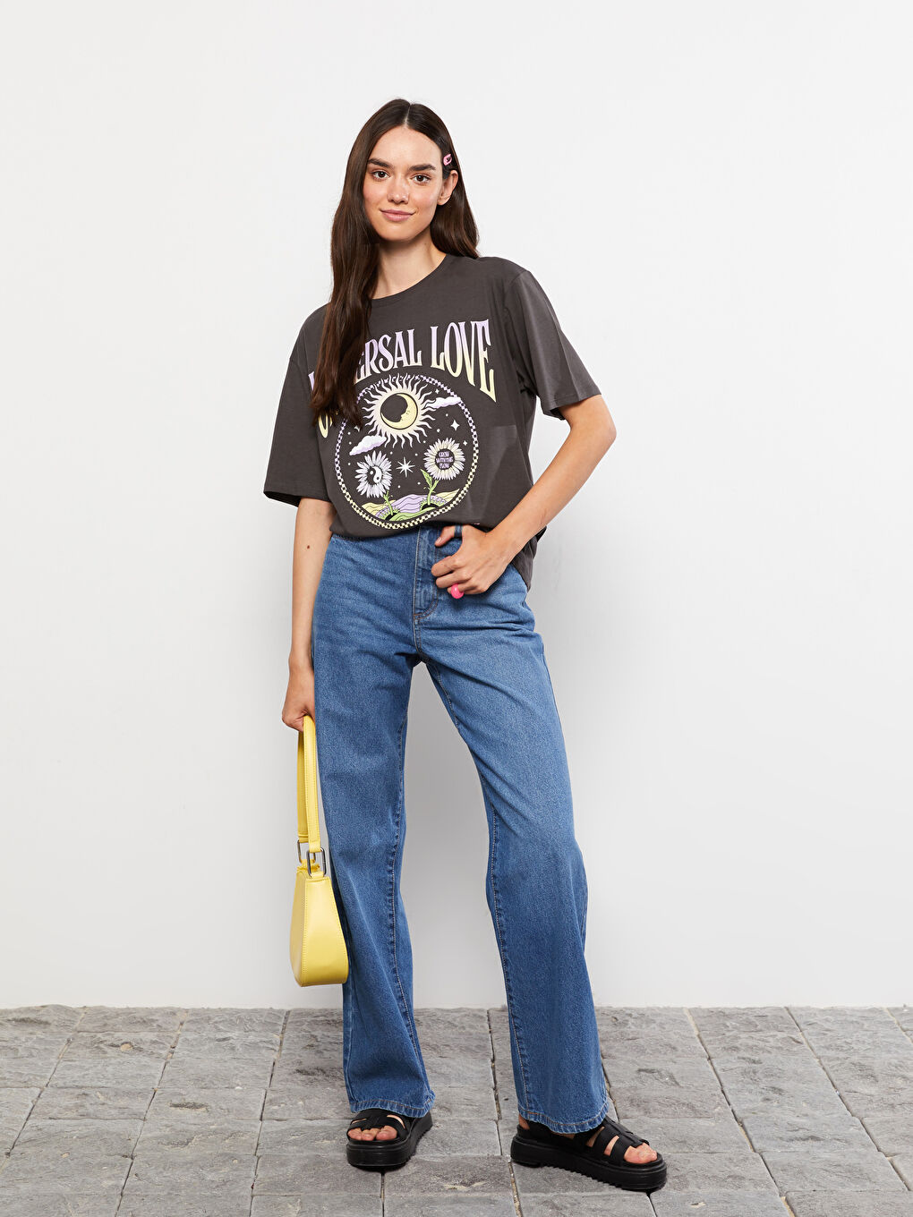 LCW Jeans Women's High Waist Wideleg Straight Rodeo Jeans -W25275Z8-507