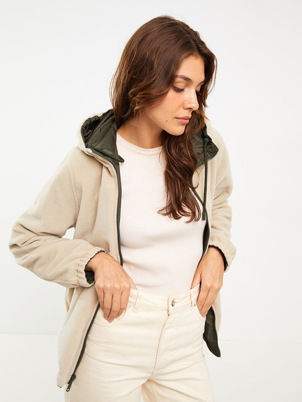 Hooded Straight Long Sleeve Reversible Women's Raincoat -W25294Z8-SEM