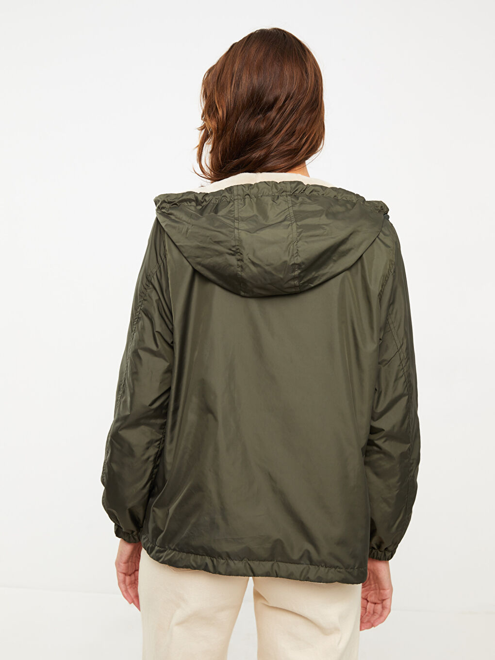 Hooded Straight Long Sleeve Reversible Women's Raincoat -W25294Z8-SEM