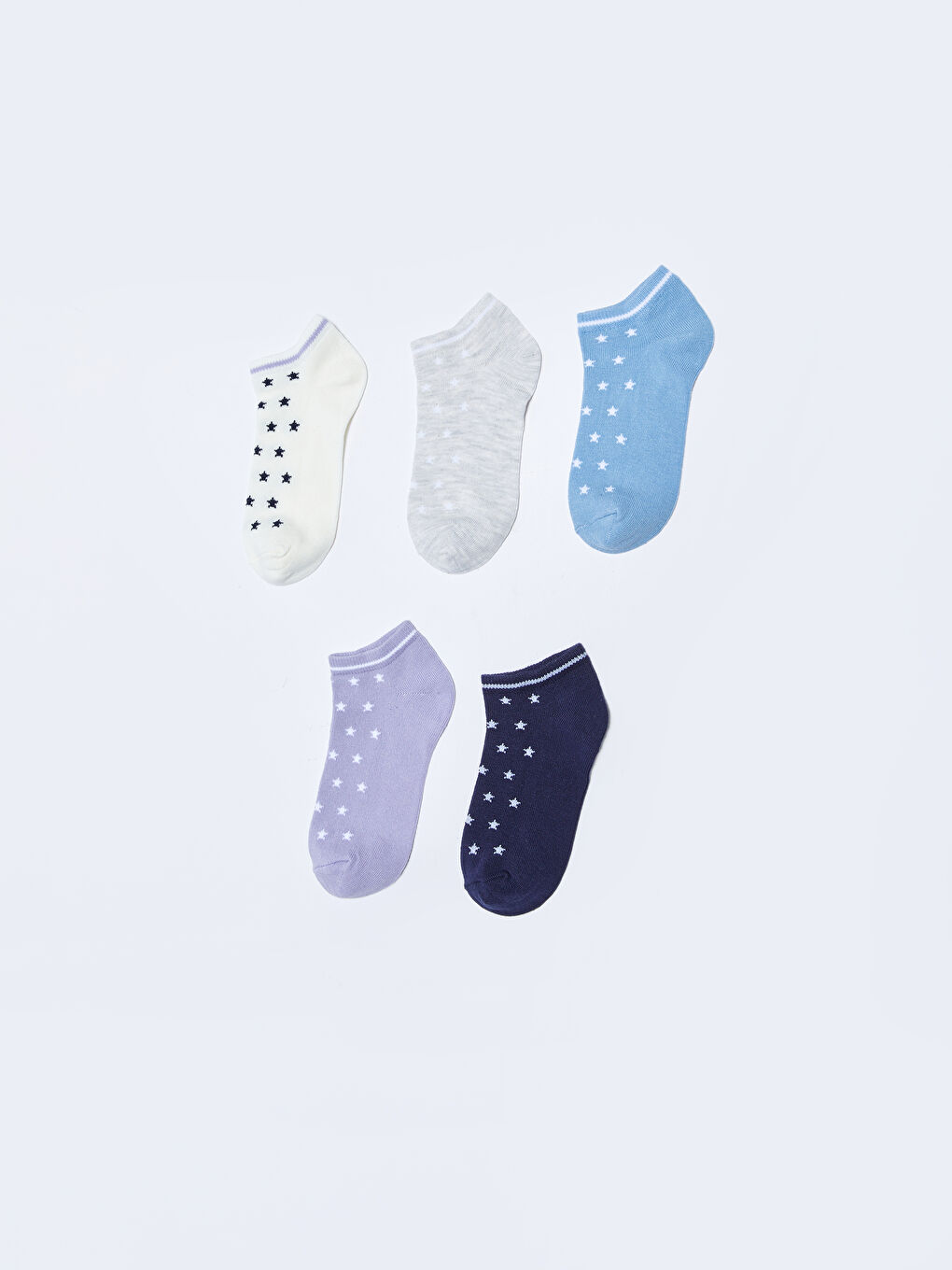 Patterned Girls' Trainer Socks 5 Pack-1