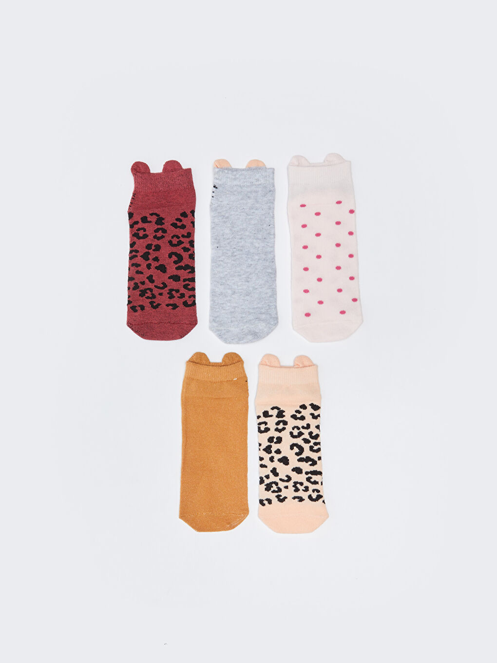 Patterned Girls' Trainer Socks 5 Pack-1