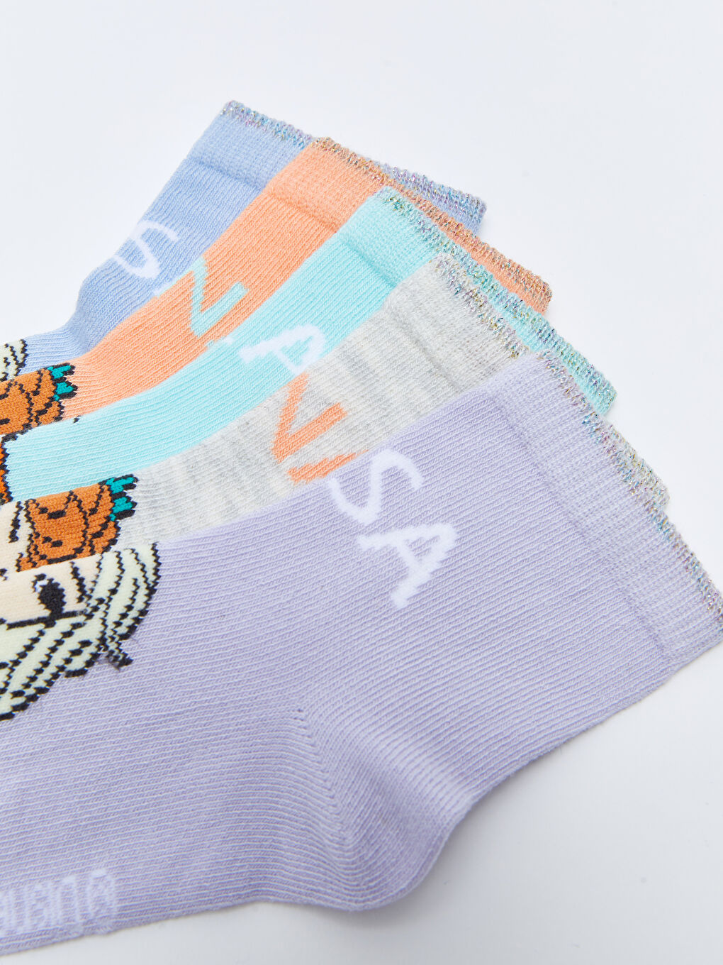 Mavi Frozen Desenli Kız Çocuk Soket Çorap 5'li-3