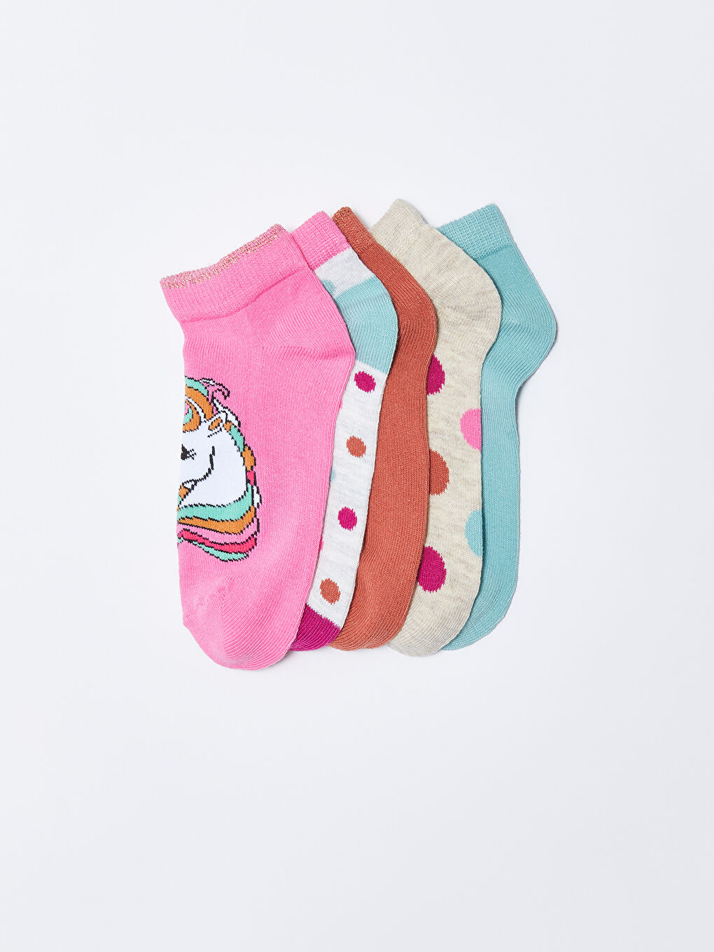 Patterned Girls' Trainer Socks 5 Pack