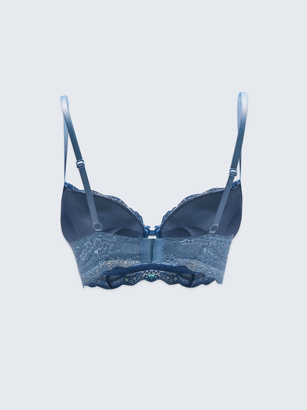 Mavi Balenli Dolgulu Dantelli Tişört Sütyen-1