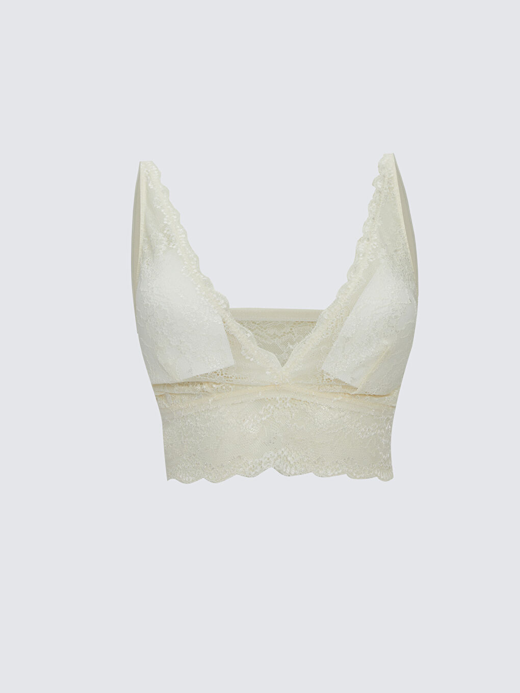 Ekru Balensiz Dolgusuz Dantelli Bralet
