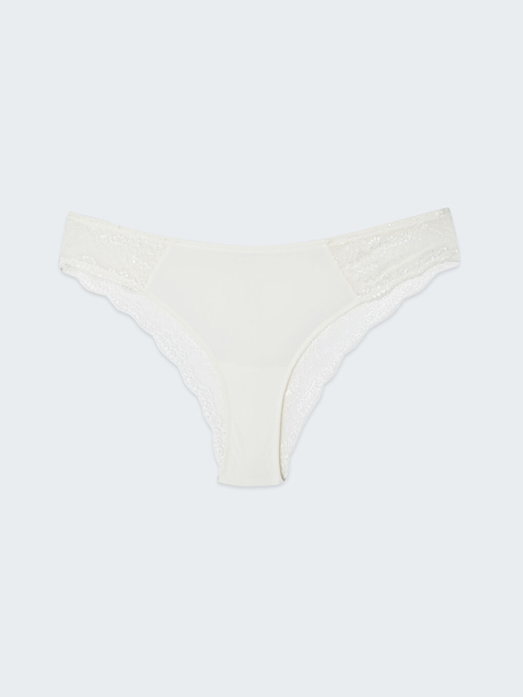 Ekru Nakışlı Brazilian Külot-1