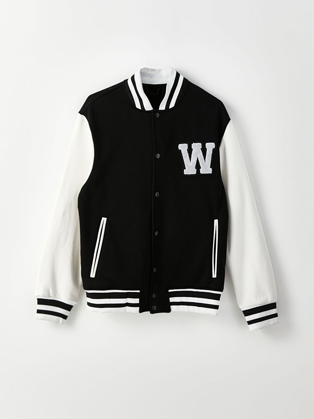 Siyah Standart Kalıp Kolej Yaka Bomber Erkek Mont-5