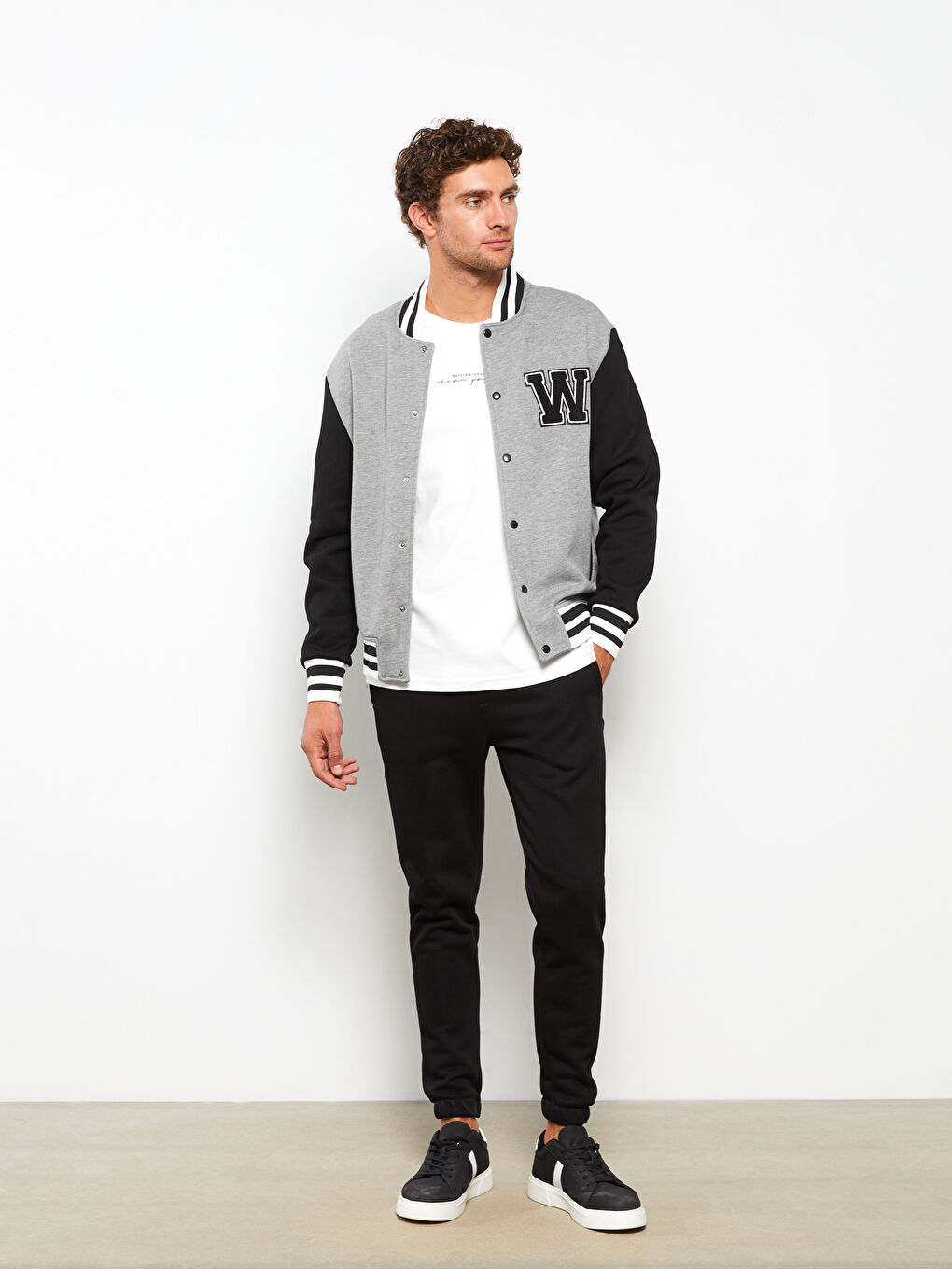 Antrasit Standart Kalıp Kolej Yaka Bomber Erkek Mont