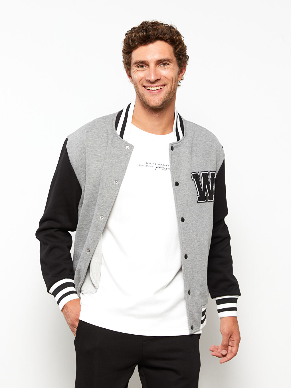 Antrasit Standart Kalıp Kolej Yaka Bomber Erkek Mont-1