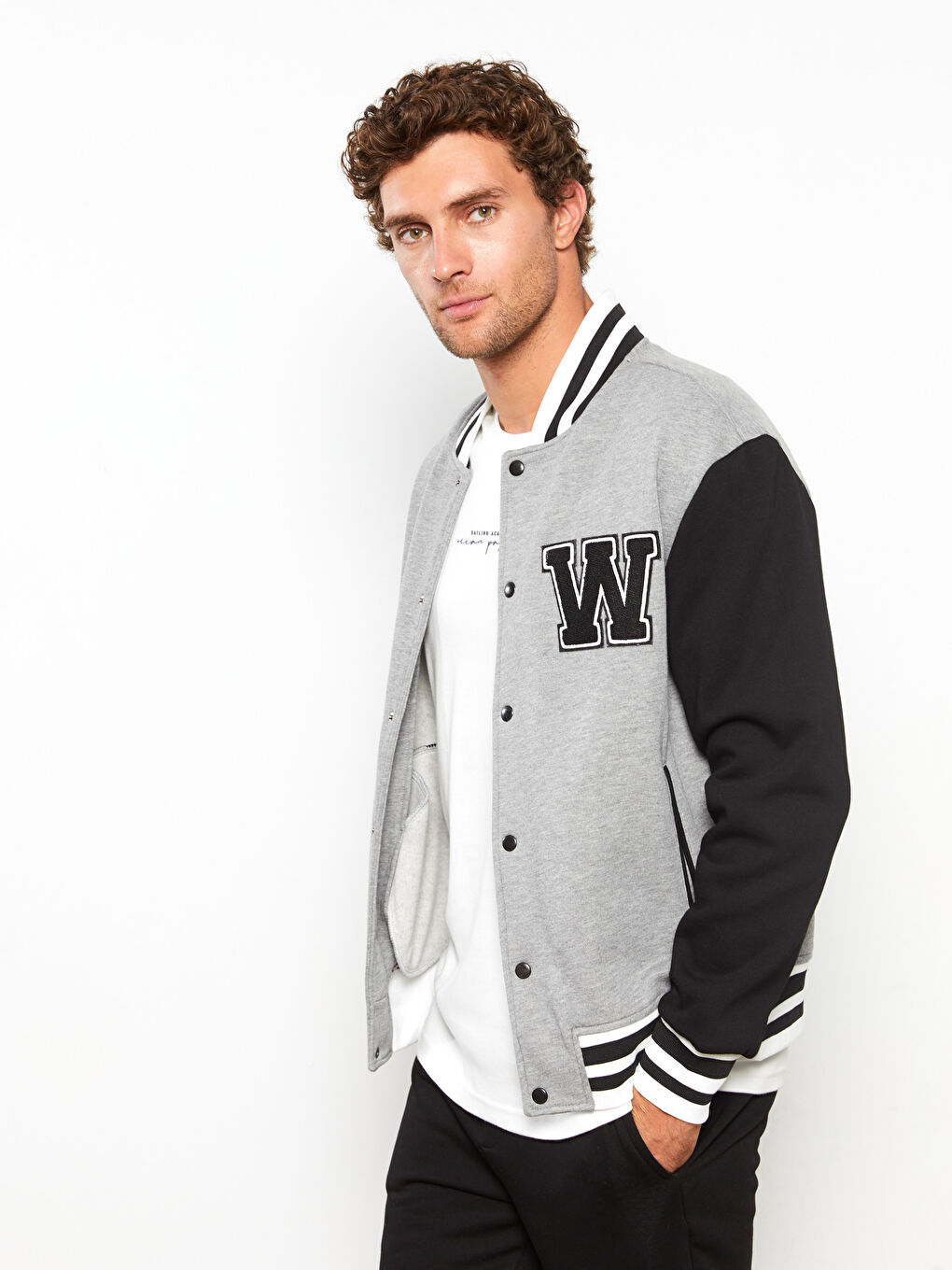 Antrasit Standart Kalıp Kolej Yaka Bomber Erkek Mont-2