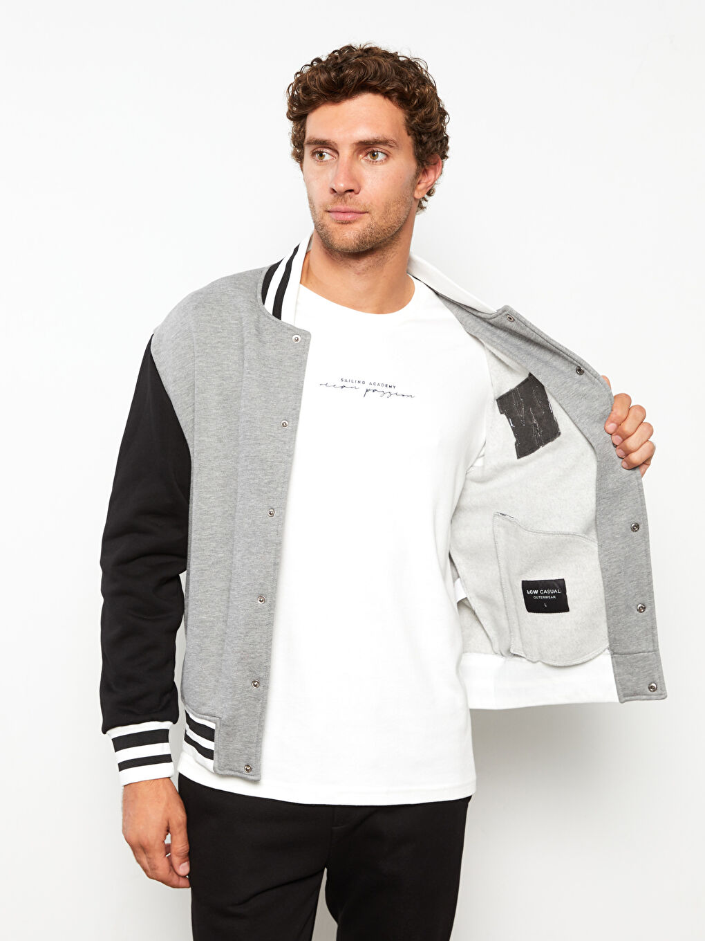 Antrasit Standart Kalıp Kolej Yaka Bomber Erkek Mont-3