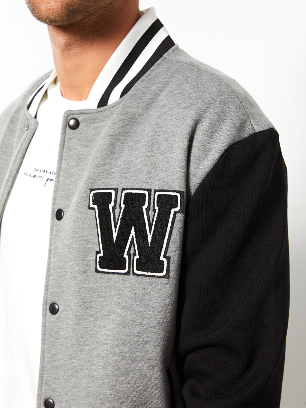 Antrasit Standart Kalıp Kolej Yaka Bomber Erkek Mont-4