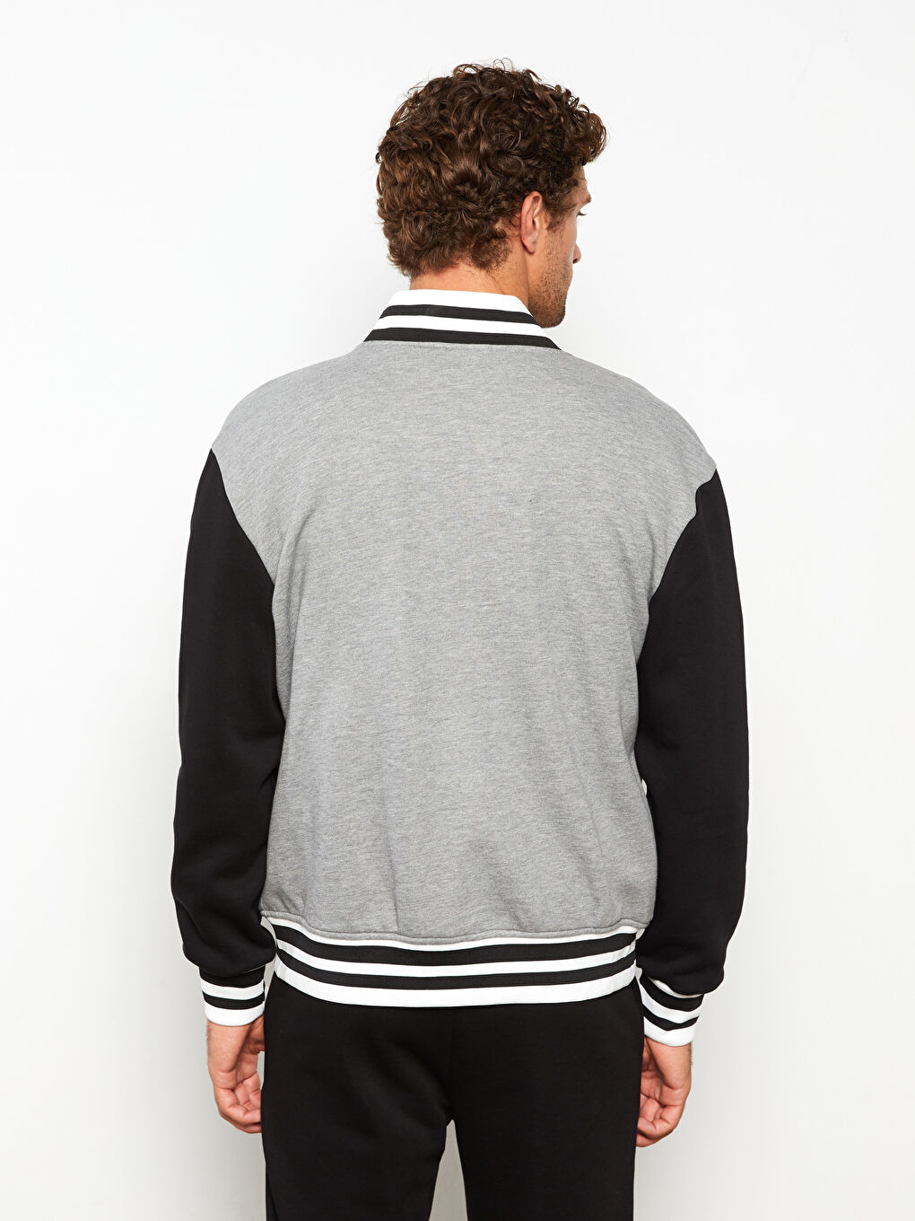 Antrasit Standart Kalıp Kolej Yaka Bomber Erkek Mont-5