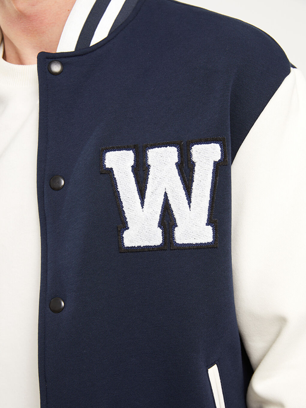 Lacivert Standart Kalıp Kolej Yaka Bomber Erkek Mont-4