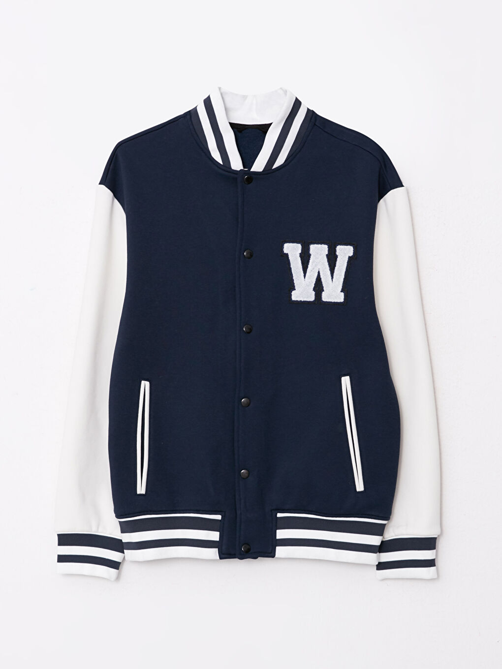 Lacivert Standart Kalıp Kolej Yaka Bomber Erkek Mont-6