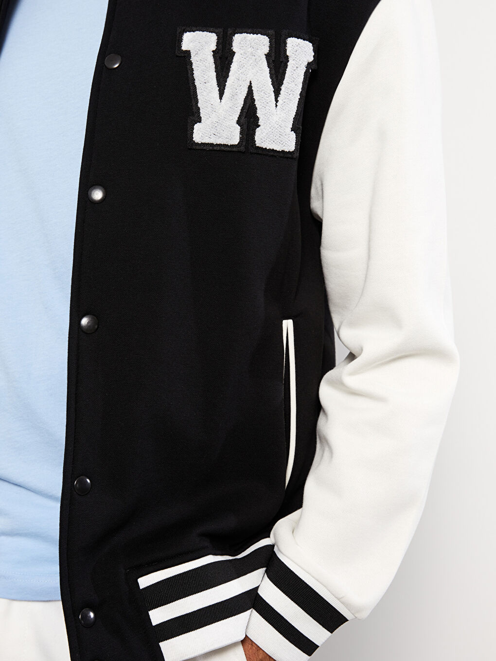 Siyah Standart Kalıp Kolej Yaka Bomber Erkek Mont-3