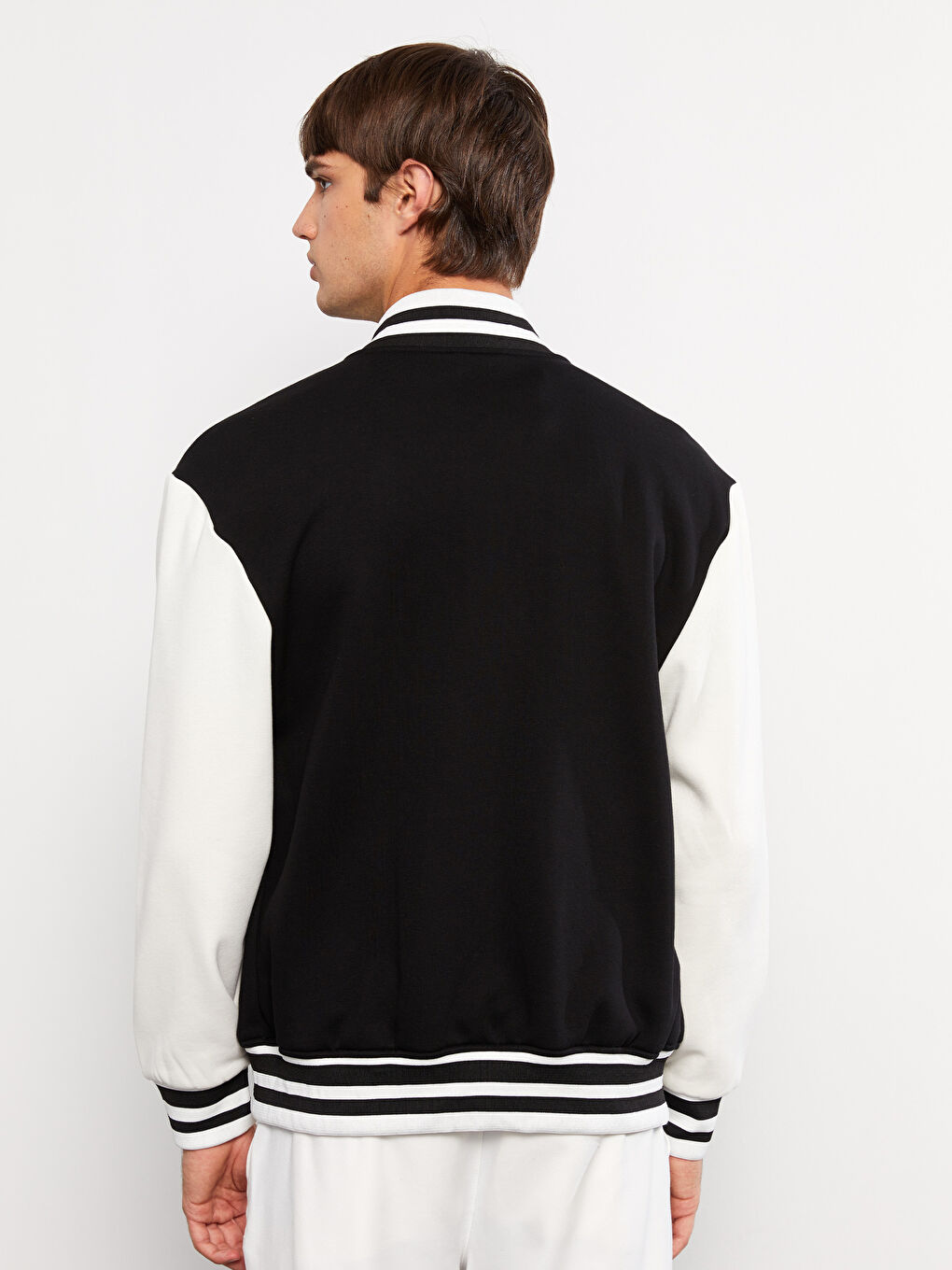 Siyah Standart Kalıp Kolej Yaka Bomber Erkek Mont-4