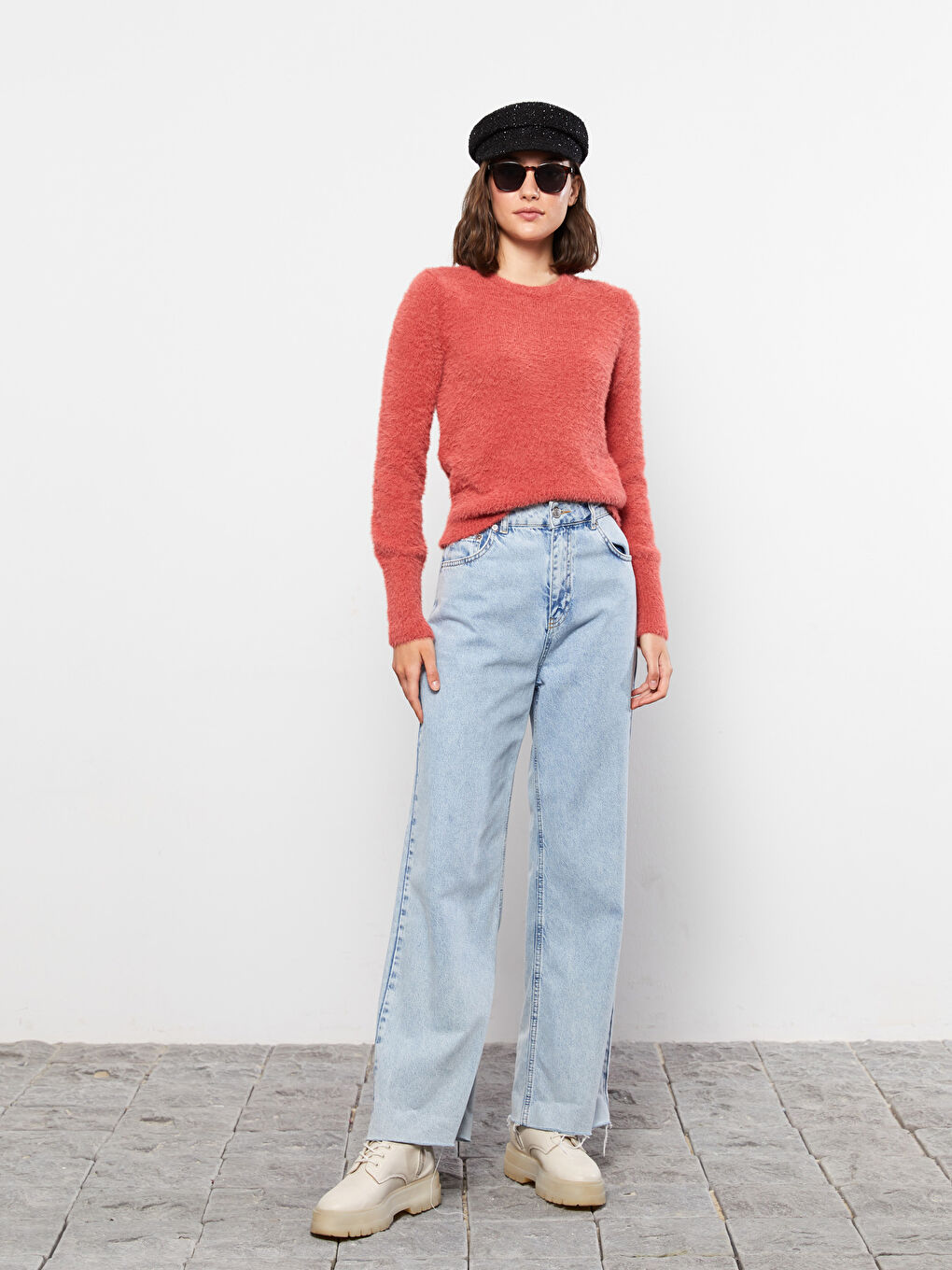 LCW Vision Crew Neck Plain Long Sleeve Women's Knitwear Sweater -W25359Z8-GQD