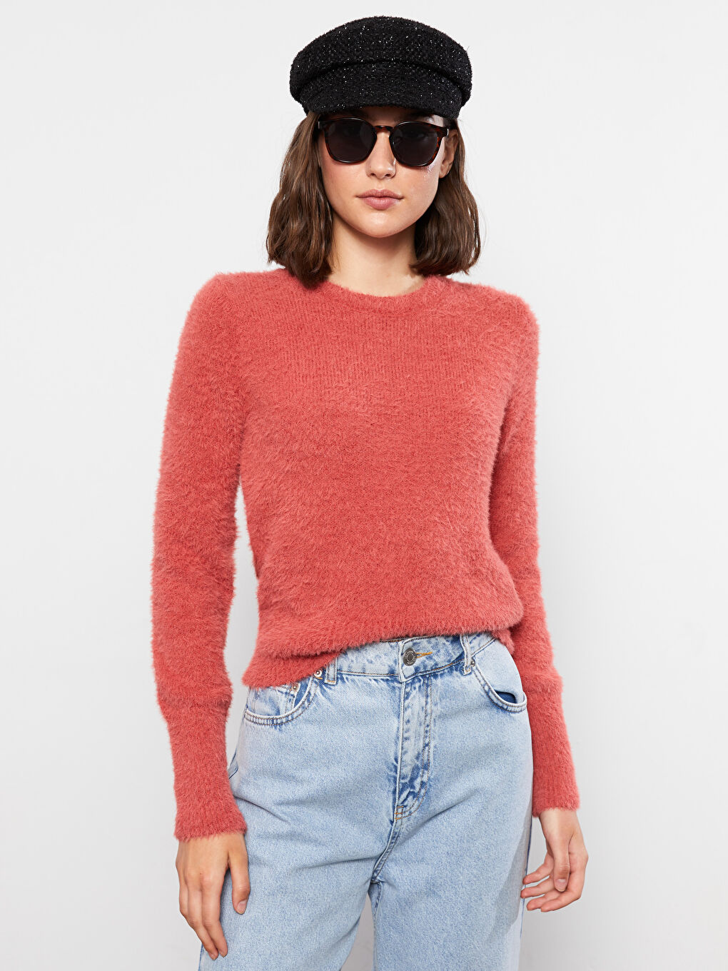 LCW Vision Crew Neck Plain Long Sleeve Women's Knitwear Sweater -W25359Z8-GQD